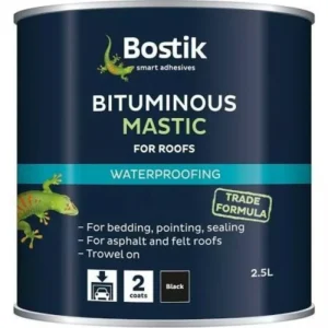 Bostik Bituminous Mastic Roofs Bedding Waterproof Sealing Trowel On Black 2.5L