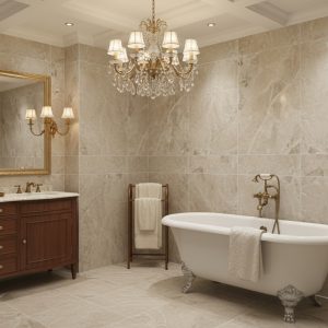 Bressica Tan Luxury Marble Effect Porcelain Tile - 1200 x 600mm